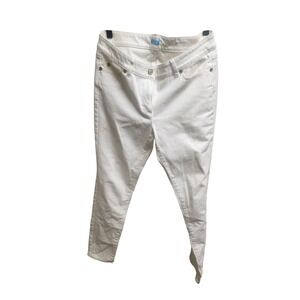 J. McLaughlin Womens White Denim Ankle Pants Size 8‎ Casual Straight Leg Stretch